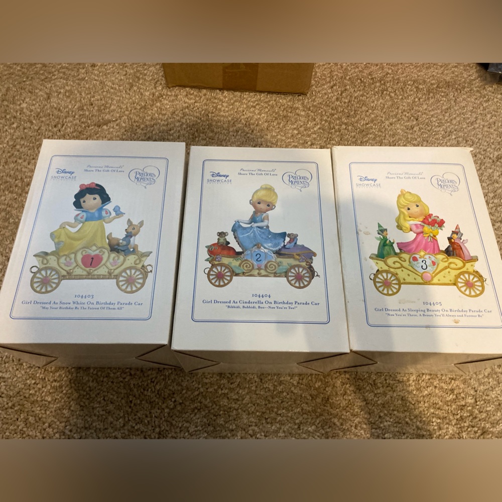 Precious Moments Disney Showcase Collection Birthday Figurines Year 1, 2 and 3